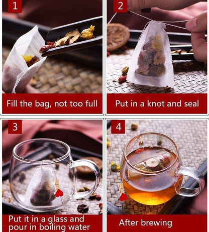 300Pcs Tea Filter Bags, Disposable Tea Filter Bags for Loose Leaf Tea from Safe Natural Materials, Empty Tea Bags Suitable for Loose-Leaf Tea, Spices, Herbs, Bring Tea Spoon (3.54 x 2.75 inch)
