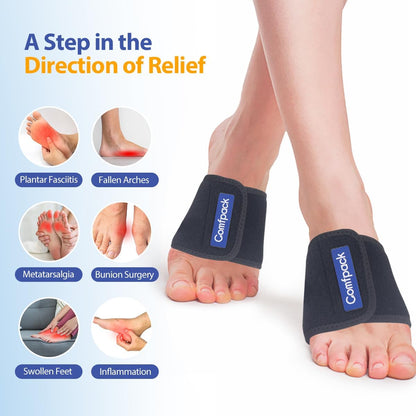 Comfpack Cold Therapy Wrap with 2 Packs for Pain Relief, Reusable Gel Ice Packs for Foot Plantar, Wrist, Ankle, Great for Sprains, Muscle Pain, Bruises, Injuries