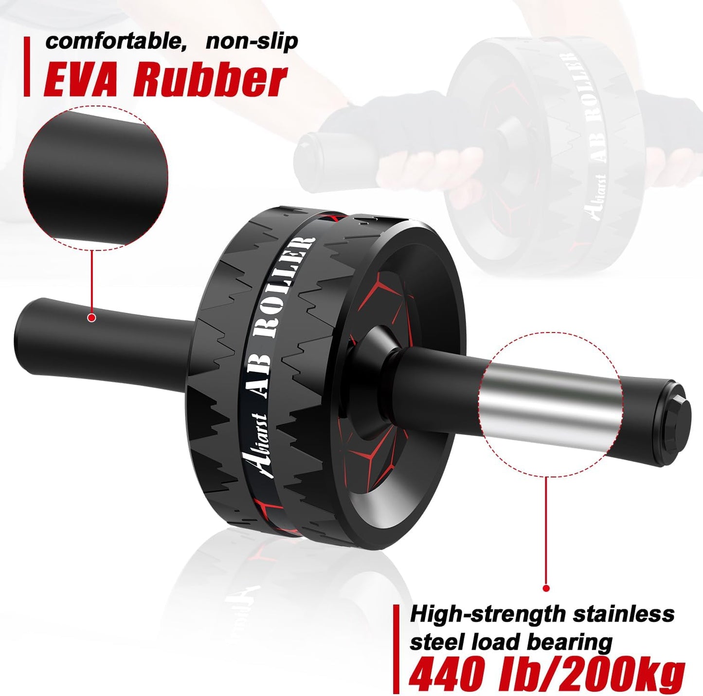Abiarst Ab Roller Wheel, Abs Workout Equipment for Abdominal & Core Strength Training, Home Gym Exercise Wheels for Men Women, with Knee Pad Accessories