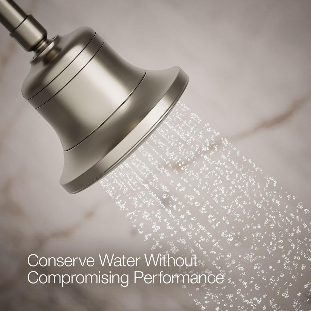 KOHLER 33631-Y-BN Cinq Round Single-Function Filtered Showerhead, Five-Layer Filtration, 2.5 GPM, Full Coverage Spray, Premium Durable Material, Vibrant Brushed Nickel