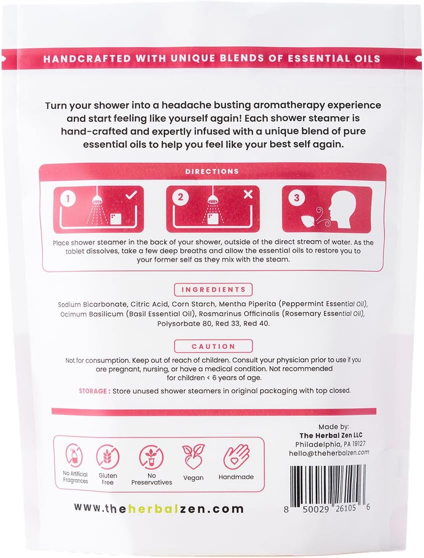 The Herbal Zen Head Hug Shower Steamer Aromatherapy Relief - 10 Pack