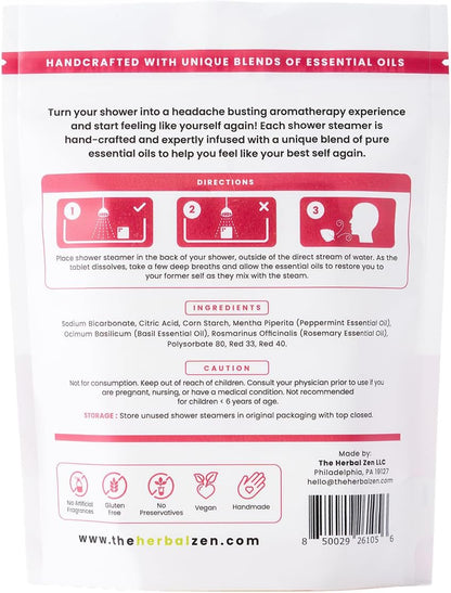 The Herbal Zen Head Hug Shower Steamer Aromatherapy Relief - 10 Pack