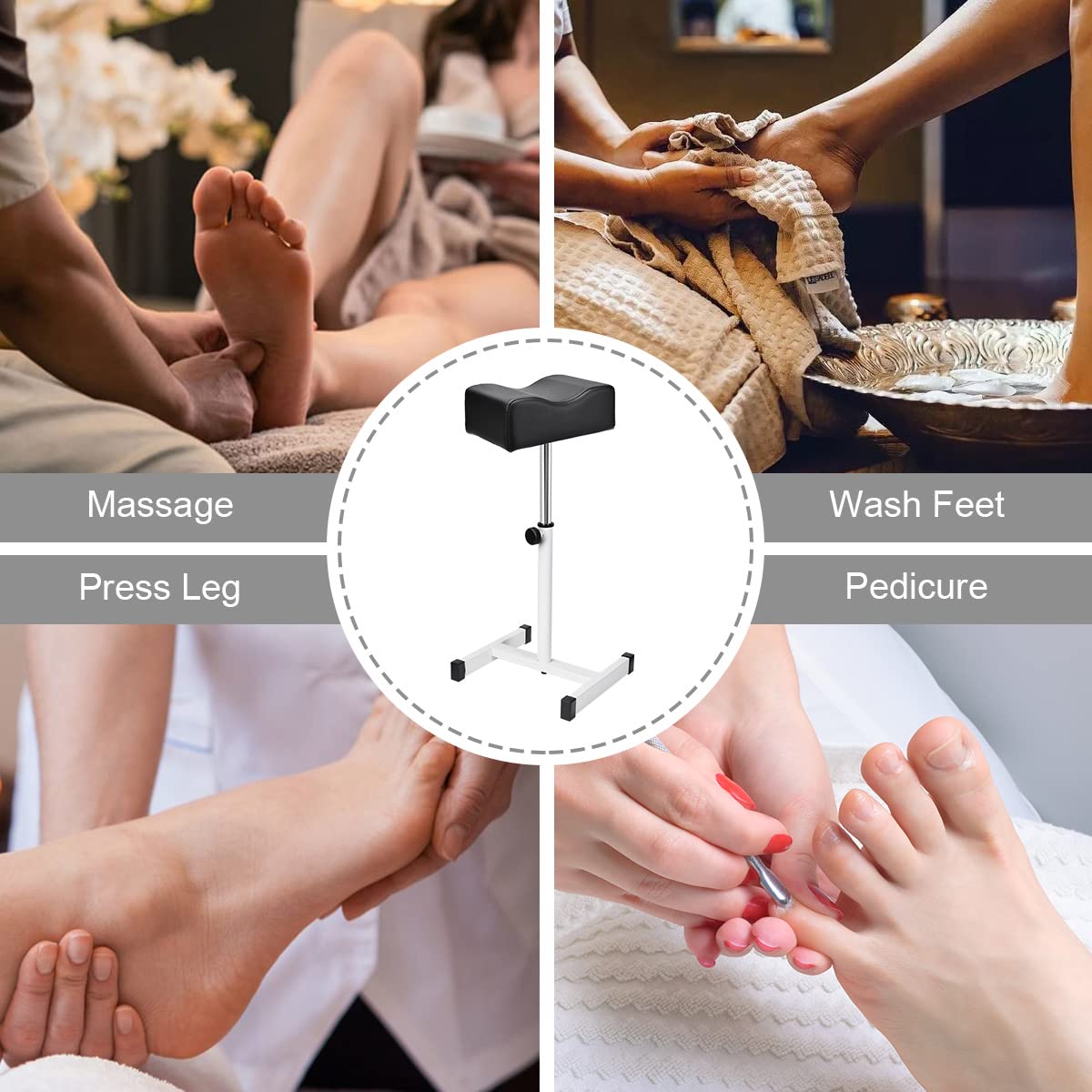 FLOLXNB Pedicure Manicure Footrest, Foot Massage Manicure Nail Beauty Stool Stand, Adjustable Height Footstool for Home Beauty Salon Spa Tattoo (Pink)