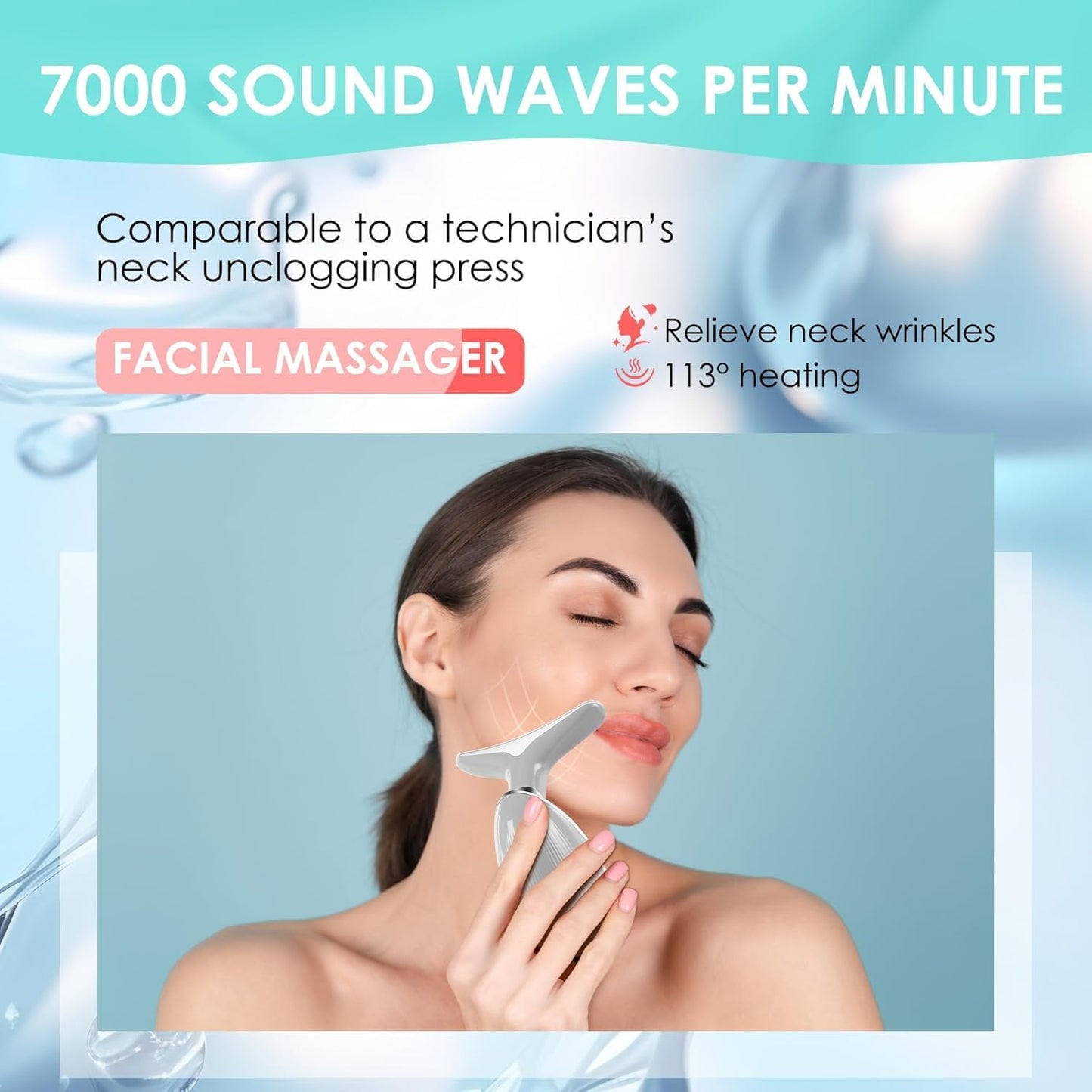 Facial Massager Face and Neck, Face 𝖲 culpting Wand Tool with 7 Color - Birthday, Christmas, Mothers Day, Valentines Day Gifts for Her Women Mom Best Friend Wife Teacher (White)