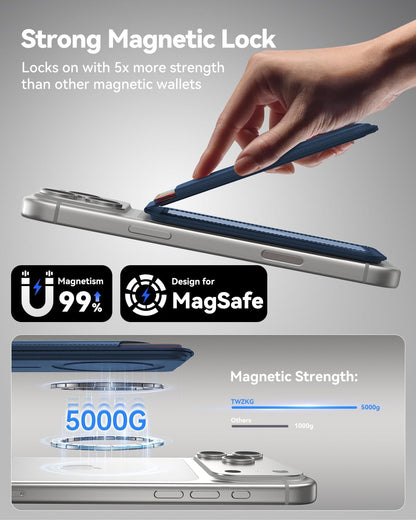 TWZKG for MagSafe Wallet, Works with Apple Find My,5 Card Holder with Stand
