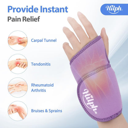 Hilph Wrist Ice Pack Wrap for Carpal Tunnel Relief, FSA Eligible HSA, Reusable Wrist Hot & Cold Therapy Brace for Hand Injuries, Arthritis, Tendonitis, Surgery Recovery Items Gifts Men Women, Blue