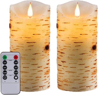 2PACK Outdoor Plastic flameless Candles with Remote Control and Timer, LED Flickering Battery Operated Electric Pillar Candles (D3 xH5.5) for Camping, Weddings, Home Decoration