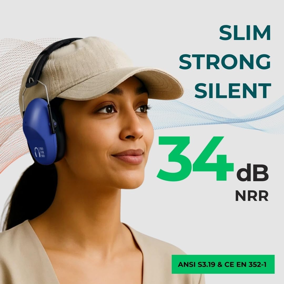 Pro For Sho 34dB NRR Hearing Protection Ear Muffs – Highest NRR Compact Design Ear Protection for Loud Events & Sensory Use