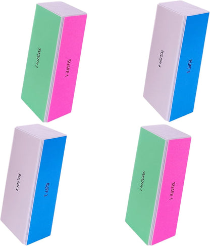 4 Way Nail Buffer Block (4 Pcs), Nail Shine Buffers Blocks Files for Natural and Acrylic Nails Smoother Buffing Block Polisher Fingernail File Buffer 120/240/600/3000 Grit for Buffing Shinning