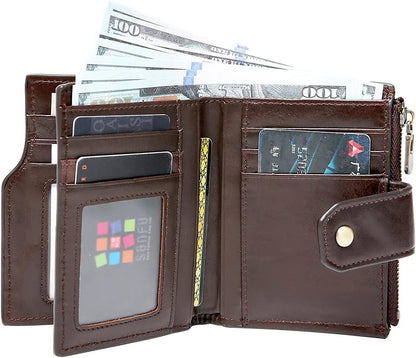 Anti-Lost Bluetooth Wallet Tracker Finder, Slim Trifold Cowhide Mens Wallet with ID Window Credit Card Holder Pocket (Coffee2-OLD)