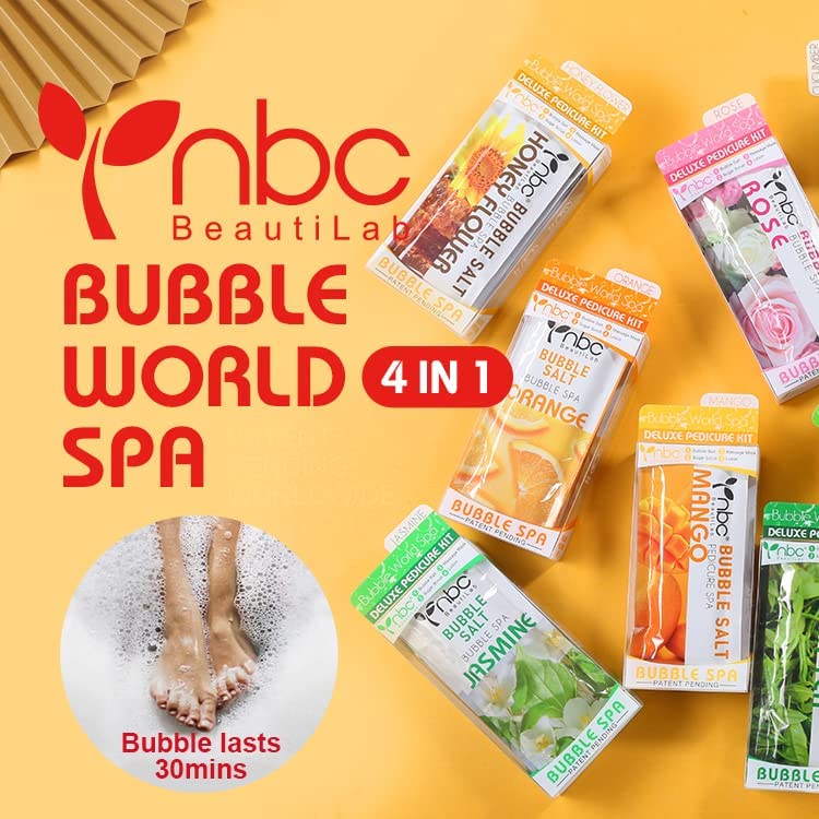 Pedicure Kit Foot Soak Set: Bubble Salt, Sugar Scrub, Massage Mask, Massage Lotion in a Box, 4 Step Foot Spa Kit for Dry Feet, Softens Calluses, Tired Feet（3 Set Lavender) - Colors A