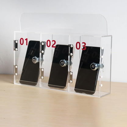Cell Phone Locker Box - Acrylic Wall-Mounted with Locks and Keys, Secure Storage Cabinet for Office, Classroom, Gyms
