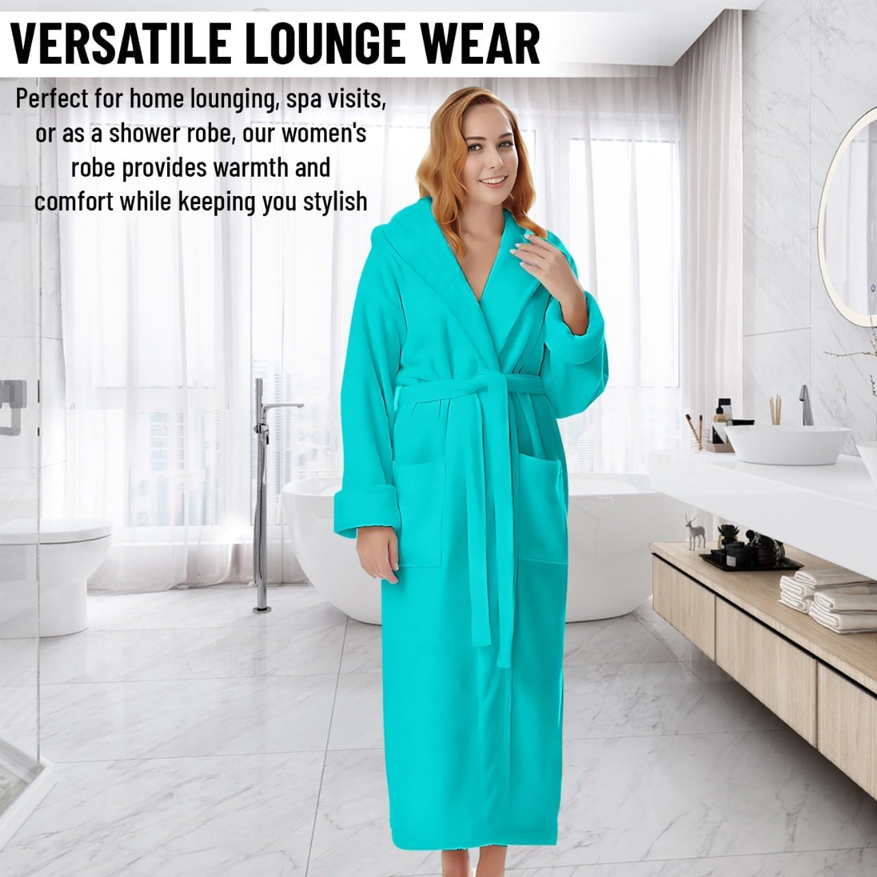 KAHAF COLLECTION Cotton Terry Robes for Women and Men, Terry Shawl Collar Bathrobe, ONE SIZE - UNISEX Men & Women Spa Robe