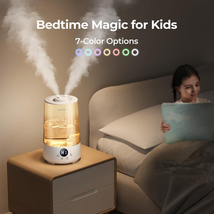 Homvana 3.6L Top-Fill Cool Mist Humidifiers for Bedroom, Large Room & Plants, 23dB Ultra-Quiet, Easy-to-Clean 2-in-1 Baby Humidifier & Oil Diffuser for Congestion Relief, Lasts Up to 4 Nights (Grey)