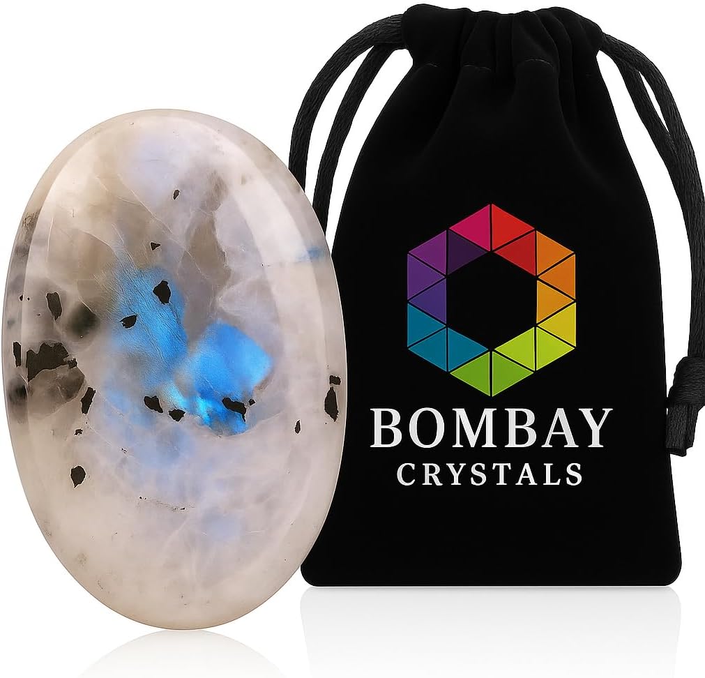 Natural Polished Thumb Palm Crystal for Meditation, Labradorite Worry Stone for Stress Relief, Anxiety Support & Pocket Reiki Healing