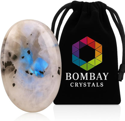 Natural Polished Thumb Palm Crystal for Meditation, Labradorite Worry Stone for Stress Relief, Anxiety Support & Pocket Reiki Healing