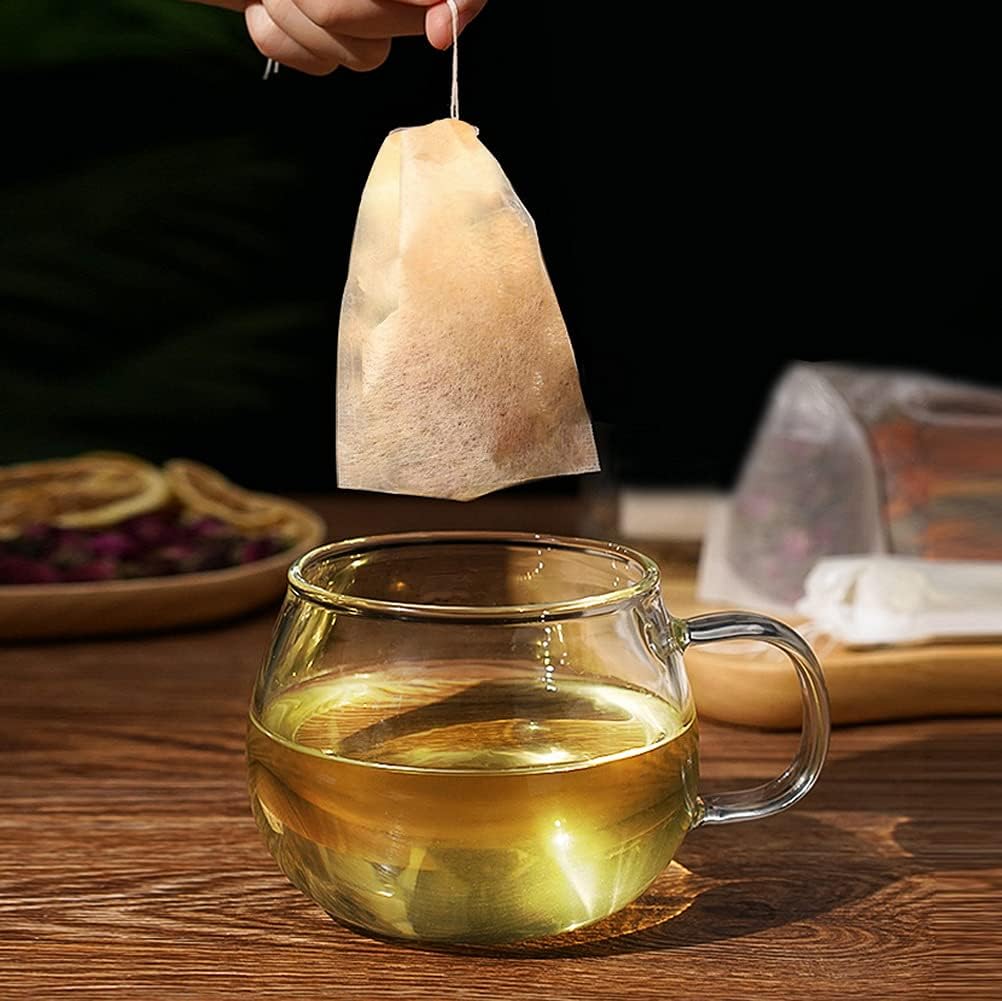 Empty Tea Bags - 300 Pcs Disposable Drawstring Unbleached Filter Bags for Loose Leaf Tea and Coffee (3.54 x 2.75 inch)