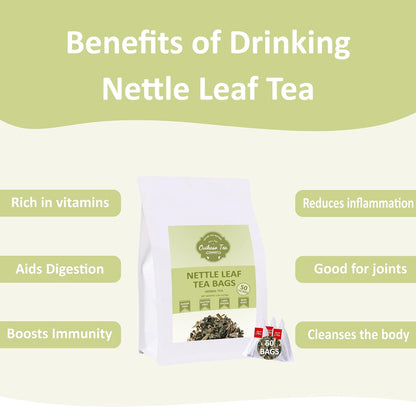 Ovikaso Tea, Nettle Leaf Tea Bags, 50 Pyramid Tea Bags, 1.5g/bag, Natural Stinging Nettle Tea, Direct from Source, Rich in Antioxidants & Support Bone Health, Herbal Tea