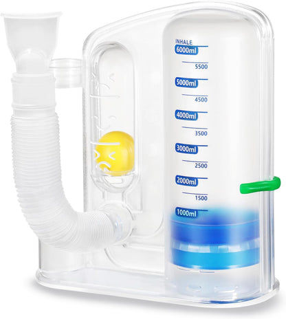 Breathing Exercise Device for Lungs, Lung Exerciser Device – 5000ml Volumetric Deep Breathing Trainer with Flow Rate Indicator for Respiratory Health & Recovery