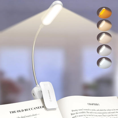 Glocusent 13 LED Reading Lights for Books in Bed, Eye-Caring Rechargeable Book Light 3 Amber Colors & Stepless Dimming, 120 Hrs Runtime, Travel Clip on Reading Lamp, Gifts for Book Lover Men Women Kid