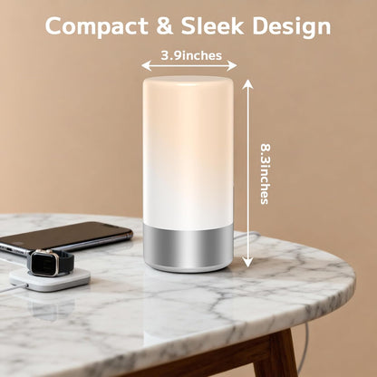 Table Lamp, Bedside Touch Control Lamp for Bedroom 3 Level Dimmable Warm White Lights with 256 RGB Color Mode Modern Deisgn Smart Nightstand Desktop LED Lamps Portable for Read(Advanced)