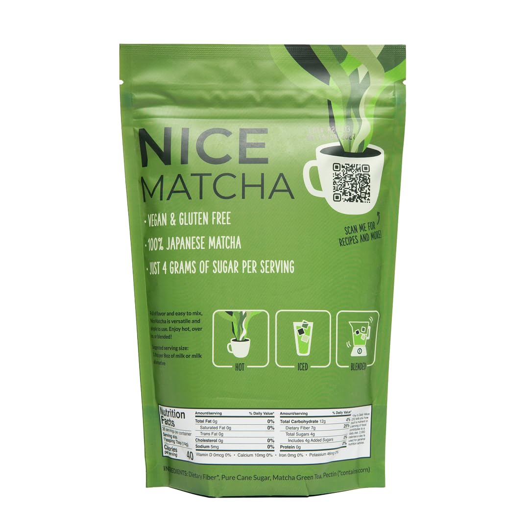 Two Leaves and a Bud Nice Matcha Latte Blend, Japanese Matcha Green Tea Powder, 2 Resealable Bags, 224g