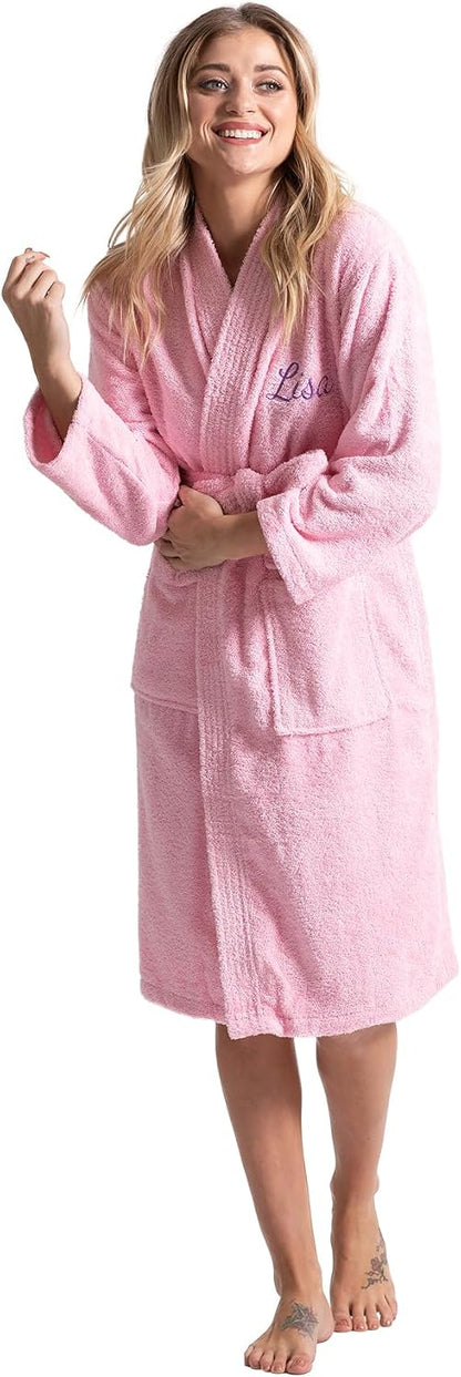 Turkuoise Soft & Absorbent Towel Robe, 100% Cotton Turkish Terry Cloth Kimono Bathrobes for Women