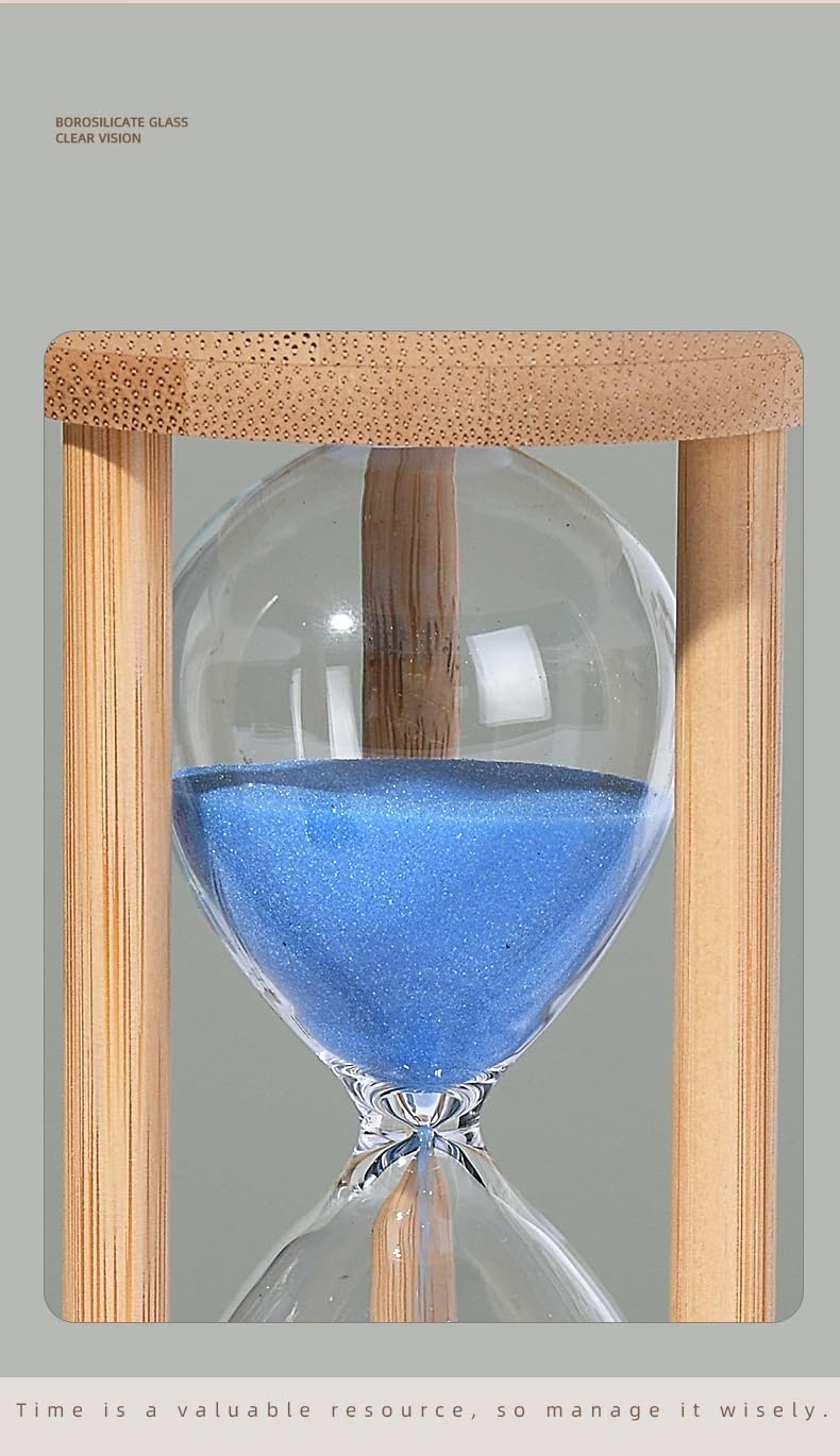Mini Wooden Sand Timers,100% Bamboo Hourglass Sand Timers 1Min Sandglass Timer for Toothbrush Timer Games Classroom Home Office Cooking(Blue+1Min)