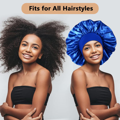 3PCS Extra Large Satin Bonnets for Sleeping, Hair Bonnets for Black Women Braids Curly Hair, C
