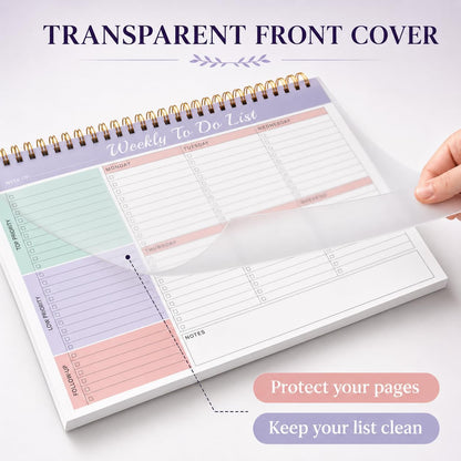 Weekly To Do List Notepad with 52 Undated Sheets（8.5"×11"）- Weekly Desk Planner Pad with Spiral Binding for Women & Man, Office, School and Home Personal Organizer