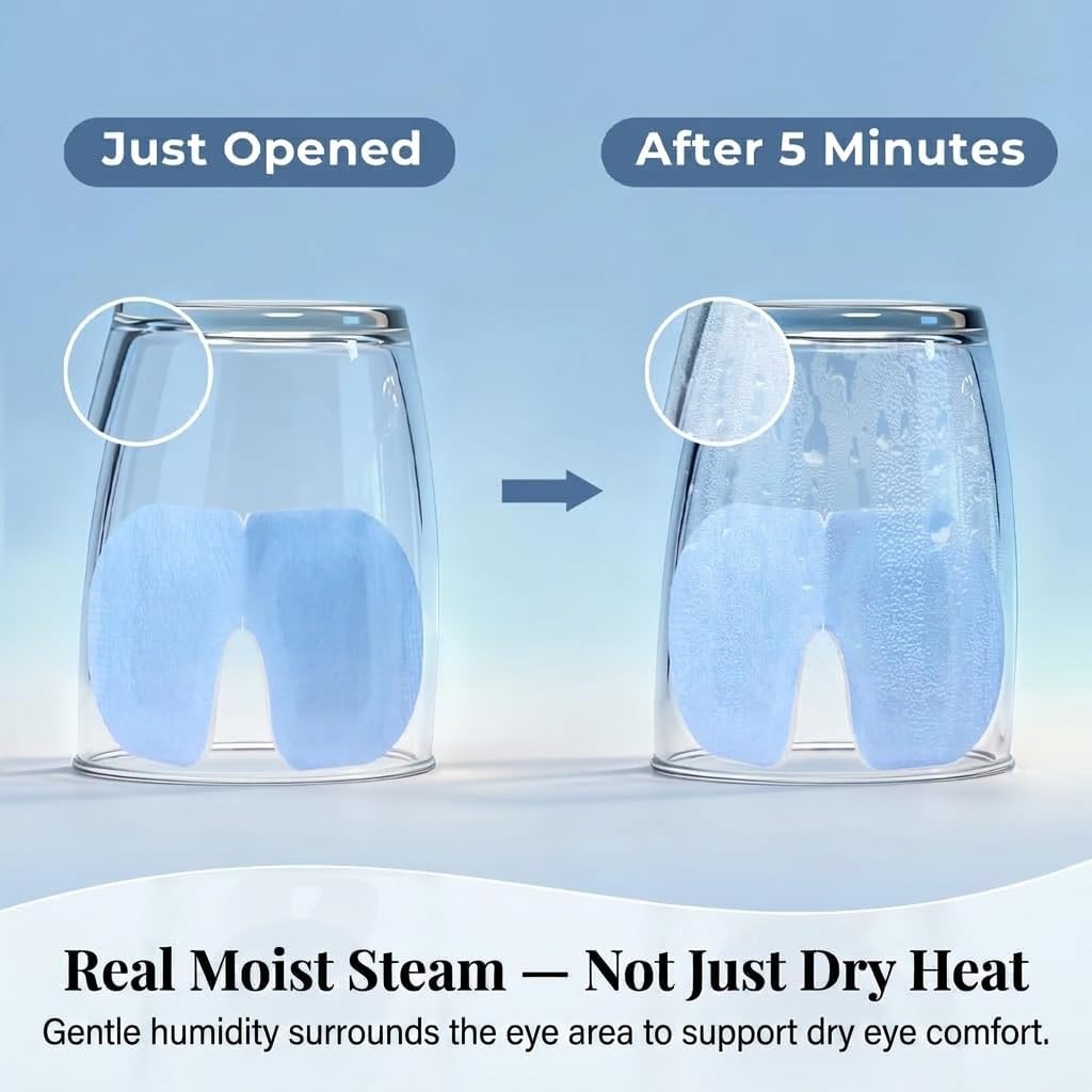 FACEMOON 30 Pack Self-Heating Steam Eye Masks for Dry Eyes: Moist Heat Warm Compress for Stye Fast Relief & Digital Eye Strain, Disposable Heated Eye Mask, No Microwave Needed, Unscented Travel Ready