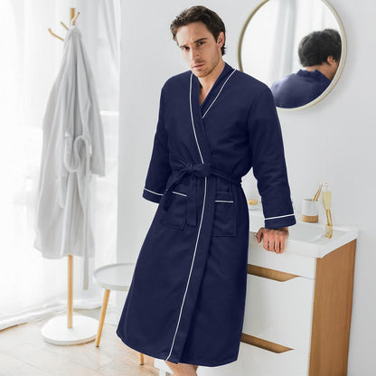 Cuffbow Cotton Robe for Women or Men Lightweight Waffle Knit Bathrobe Couple V Neck Spa Sleepwear(just 1 Set)