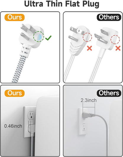 6 USB(3 USB C) Power Strip- Travel Power Strip with 6 USB Desktop Charging Station 24W/4.8A and 3 Outlets, 5Ft Flat Plug Braided Extension Cord, Non Surge Protector for Cruise Ship Travel Office Dorm