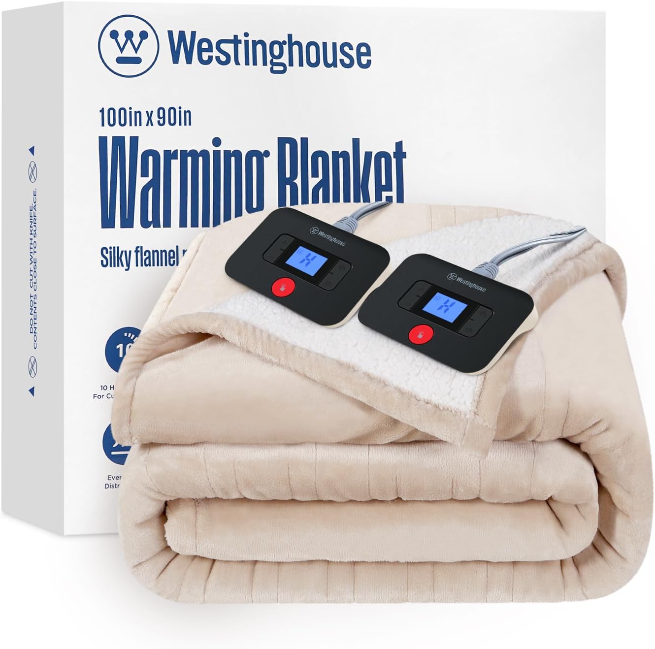 Westinghouse Heated Throw Blanket, Electric Blanket Throw with 6 Heating Levels and 2-10 Hours Time Settings, Flannel to Sherpa Super Cozy Heated Blanket Machine Washable, 50x60 inch, Charcoal