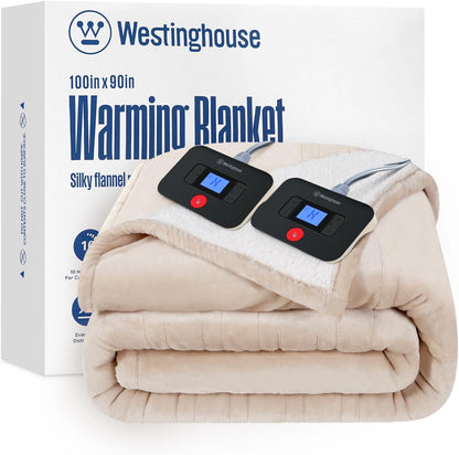 Westinghouse Heated Throw Blanket, Electric Blanket Throw with 6 Heating Levels and 2-10 Hours Time Settings, Flannel to Sherpa Super Cozy Heated Blanket Machine Washable, 50x60 inch, Charcoal