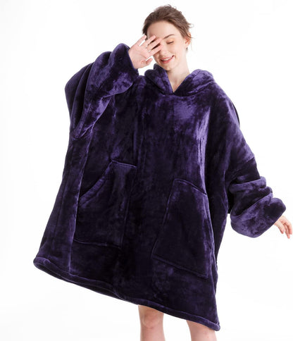 Aemicion Strawberry Blanket Hoodie,Oversized Sherpa Wearable Hooded Blanket,Warm Cozy Sweatshirt Gifts for Women Girls Adult