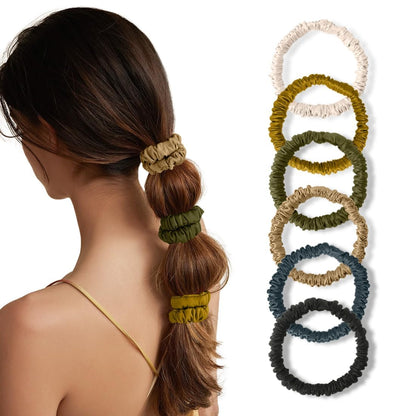 6PCS Silk Scrunchies for Hair, 100% Mulberry Silk Hair Ties, Scrunchies for Women Girls, Elastic Ponytail Holders No Damage