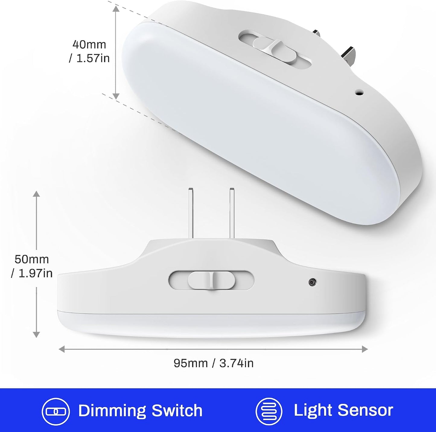 DORESshop Amber Night Light, Auto On/Off, 0-100 LM Adjustable Brightness, Dimmable Plug Into Wall Light Sensor Night Light for Kids Room, Bedroom, Stair Lights, Amber, 1W, 2 Pack