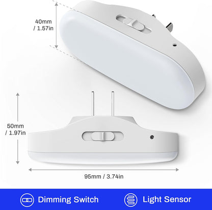 DORESshop Amber Night Light, Auto On/Off, 0-100 LM Adjustable Brightness, Dimmable Plug Into Wall Light Sensor Night Light for Kids Room, Bedroom, Stair Lights, Amber, 1W, 2 Pack