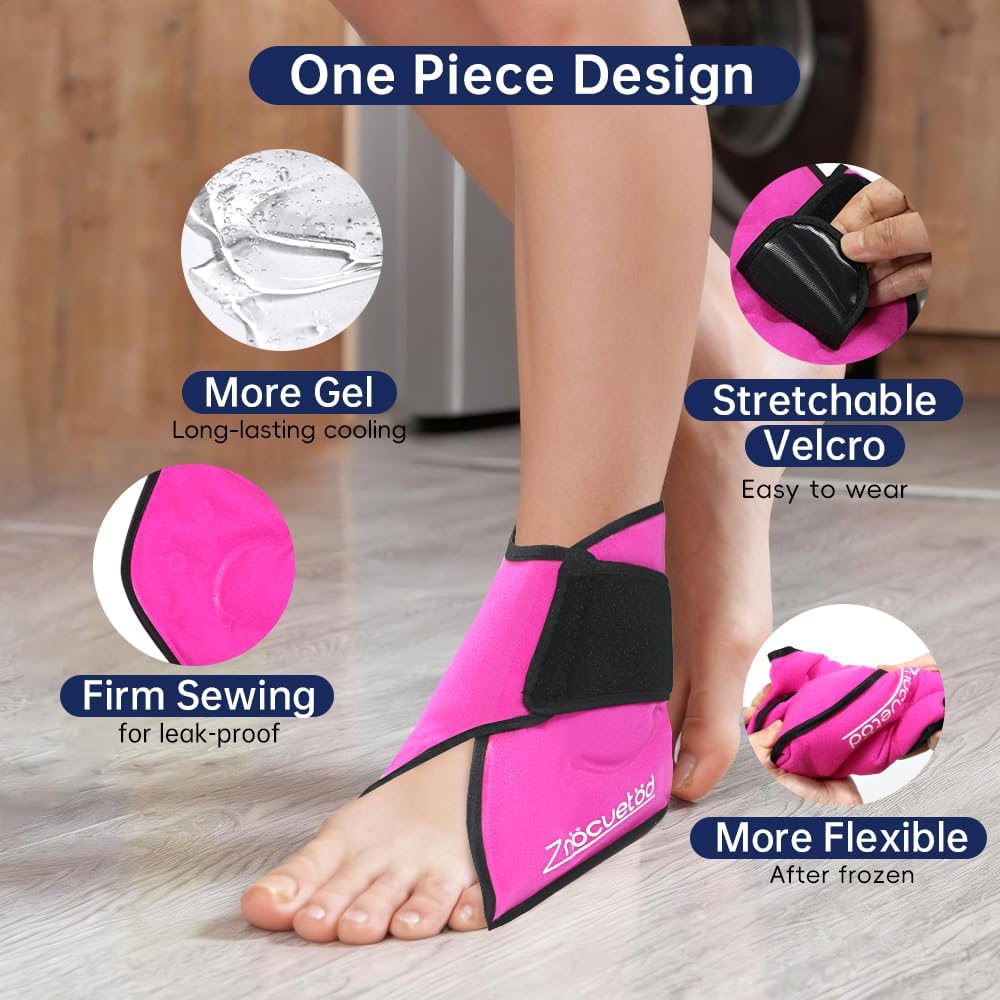 Ankle Ice Pack Wrap for Foot Heel Pain Relief Swelling Reusable Gel Ice Cold Packs Compression for Achilles Tendonitis Plantar Fasciitis Sprained Ankles Swollen Feet Surgery Recovery Heel Spur