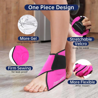 Ankle Ice Pack Wrap for Foot Heel Pain Relief Swelling Reusable Gel Ice Cold Packs Compression for Achilles Tendonitis Plantar Fasciitis Sprained Ankles Swollen Feet Surgery Recovery Heel Spur