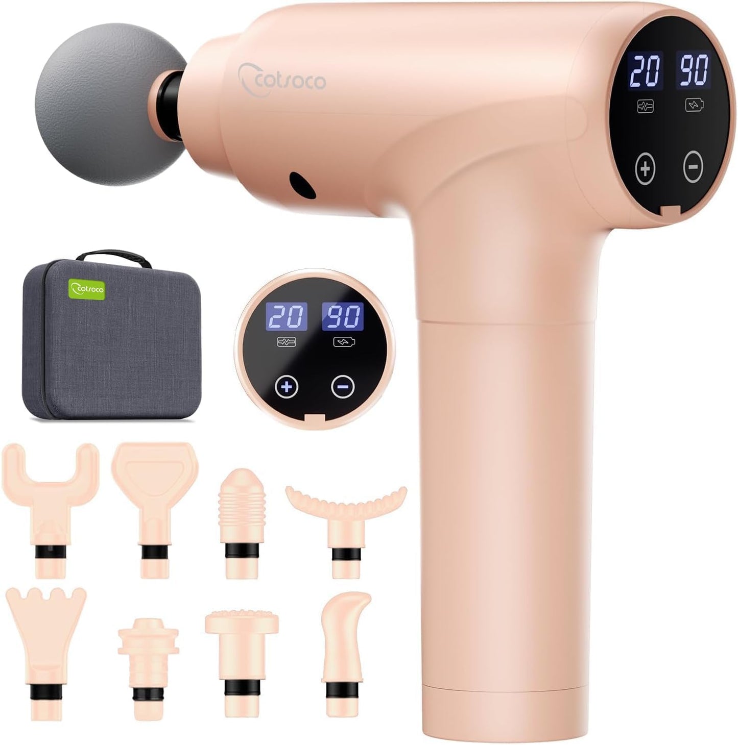 cotsoco Massage Gun Deep Tissue, Muscle Massage Gun with 9 Attachment Heads 20 Speeds & Silent Brushless Motor for Pain Relief, Handheld Percussion Back Massager Gun, Fathers Day Dad Gifts(Black)
