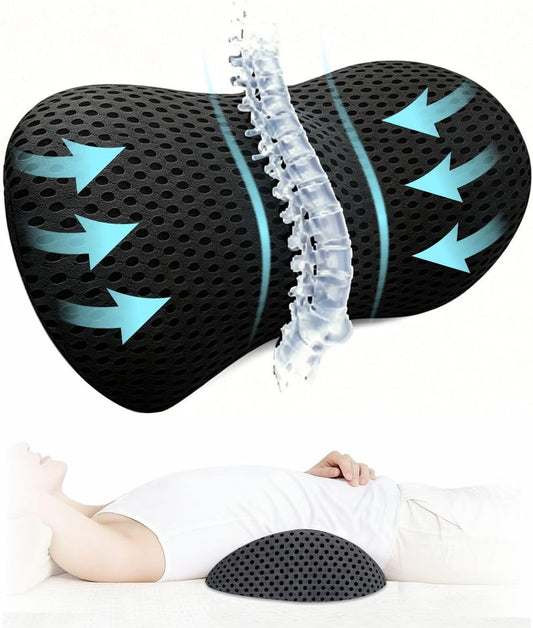 Lumbar Support Pillow for Office Chair, Ergonomic Memory Foam Back Cushion for Lower Back Support, Breathable Mesh Lumbar Cushion for Car Seat, Desk Chair & Long Sitting Relief