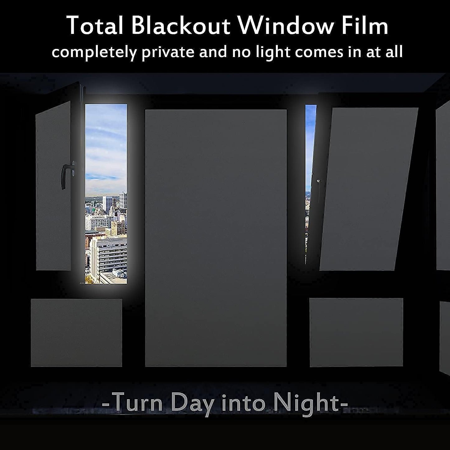 Blackout Window Film, Static Cling Window Tint 100% Light Blocking No-Glue Window Cover for Home Privacy, Room Darkening, Nap Time, Aquarium, Baby Room, Day Sleeping (Matte Black, 17.7x78.7 Inch)