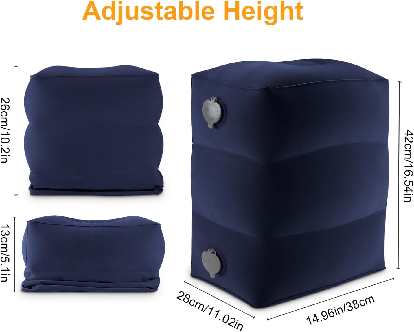Inflatable Travel Foot Rest Pillow, Kids Airplane Bed, Adjustable Height Leg Pillow for Air Travel, Make a Flat Bed for Kids and Toddlers, Great for Airplane, Train, car（Grey, 1 Pack）
