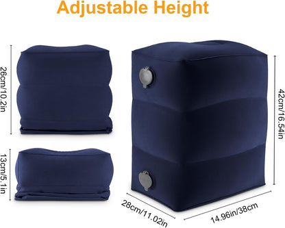 Inflatable Travel Foot Rest Pillow, Kids Airplane Bed, Adjustable Height Leg Pillow for Air Travel, Make a Flat Bed for Kids and Toddlers, Great for Airplane, Train, car（Grey, 1 Pack）