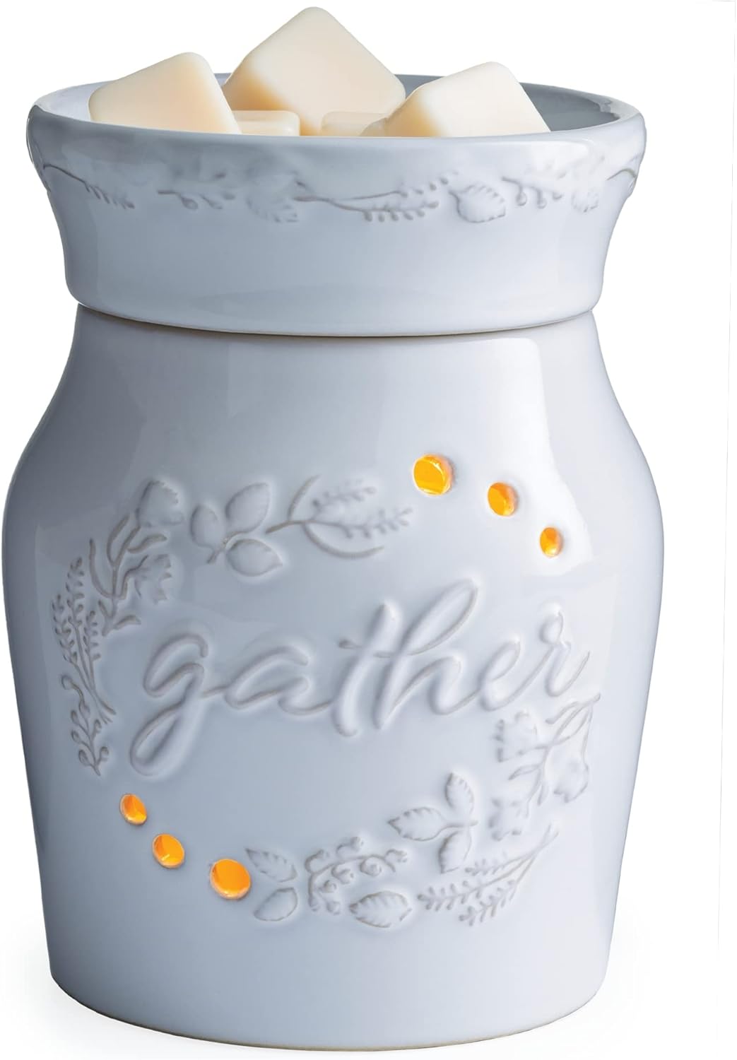 Candle Warmers ETC. Illumination Fragrance Warmer- Light-Up Warmer for Warming Scented Candle Wax Melts and Tarts or to Freshen Room, White Harmony