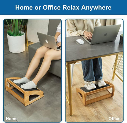 StrongTek Wooden Under Desk Footrest, 4 Heights, 400 lb, Office Foot Rest