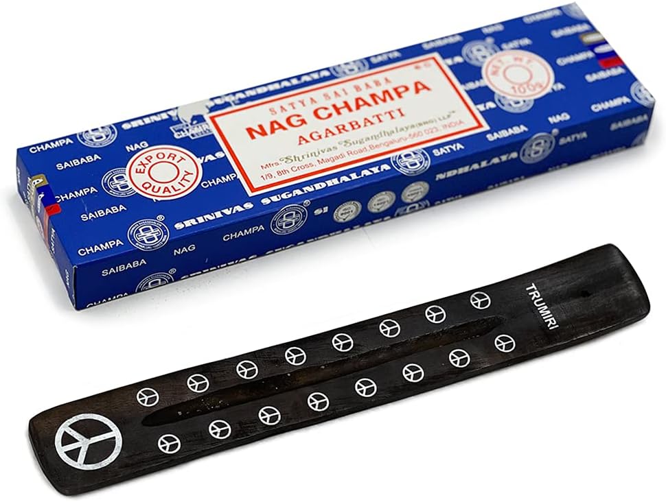 TRUMIRI Incense Stick Holder Bundle with Satya Sai Baba Nagchampa 250g Bulk Incense Sticks Nag Champa Agarbatti - Pack of 1 (Approx 250 Insence-Sticks)