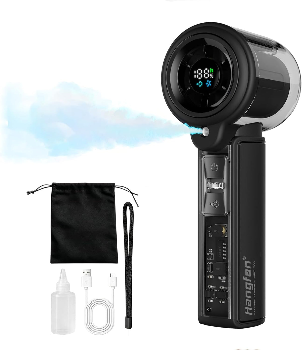 Handheld Misting Fan,20000 RPM,100 Speeds,Nano Mist,LED Display